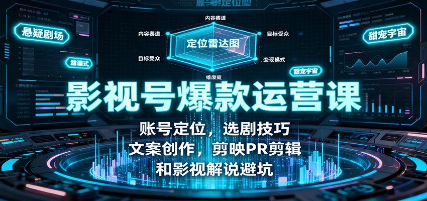 影视号爆款运营课:账号定位,选剧技巧,文案创作,剪映PR剪辑和影视解说避坑-网创之家