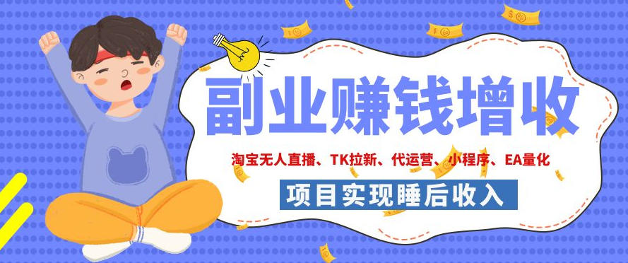 2026年多个真实落地副业项目，手把手带你搭建被动收入管道(淘宝无人直播、海外TK拉新、CSGO饰品交易、去水印小程序等)【揭秘】-网创之家