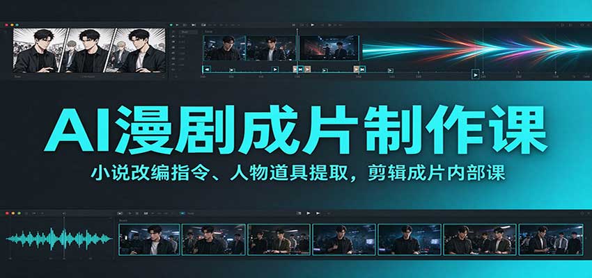 AI漫剧成片制作课：小说改编指令、人物道具提取，剪辑成片全流程-网创之家