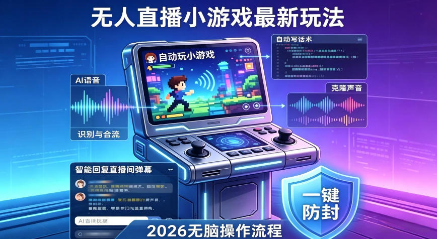 2026年AI无人直播小游戏全流程，不违规不封号，开启创业副业增收之路，小白月入1w+【揭秘】-网创之家
