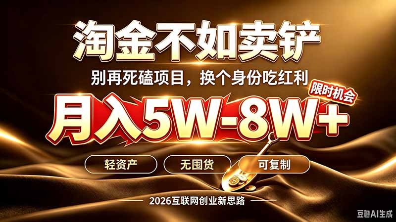 别再傻乎乎埋头跑项目！互联网真正赚钱逻辑：做卖铲人，拒绝当韭菜，逆风翻盘月入5-8W+-网创之家