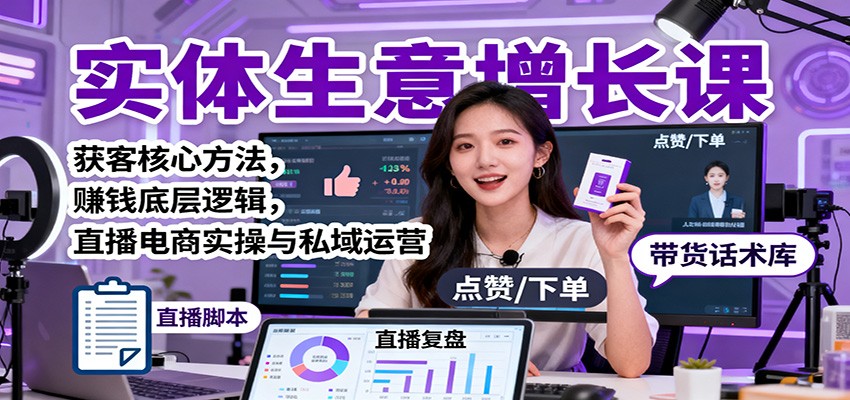 实体生意增长课:获客核心方法,赚钱底层逻辑,直播电商实操与私域运营-网创之家
