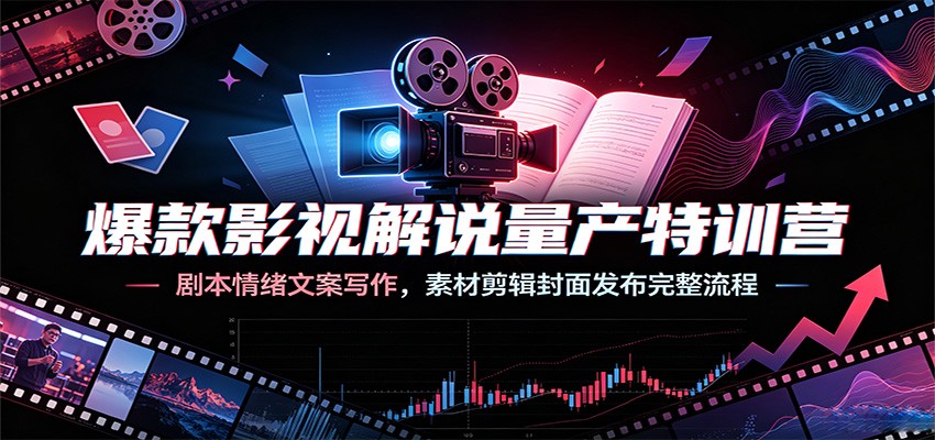 爆款影视解说量产特训营：剧本情绪文案写作，素材剪辑封面发布完整流程-网创之家
