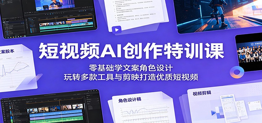 短视频AI创作特训课：零基础学文案角色设计，玩转多款工具与剪映打造优质短视频-网创之家