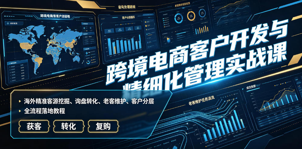 跨境电商客户开发与精细化管理实战课｜海外精准客源挖掘、询盘转化、老客维护、客户分层全流程落地教程-网创之家