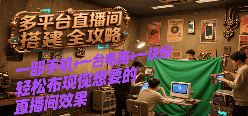 多平台直播间搭建全攻略,一部手机+一台电脑+一块绿布轻松实现你想要的直播间效果-网创之家