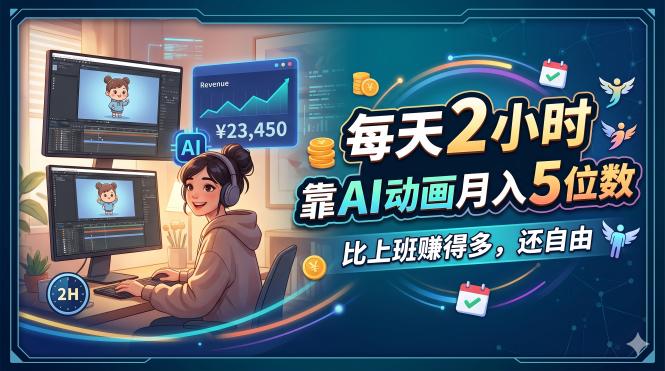 每天 2 小时，靠 AI 动画月入 5 位数，比上班赚得多，还自由-网创之家