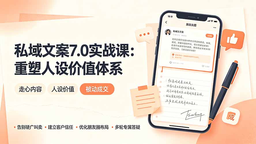 私域文案实战课7.0：重塑人设价值体系｜-告别硬广推销×走心内容×自我价值塑造，实现被动成交-网创之家