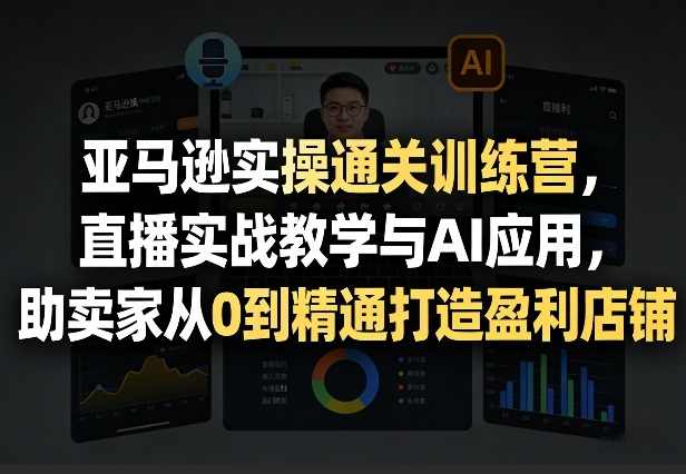 亚马逊实操通关训练营，直播实战教学与AI应用，助卖家从0到精通打造盈利店铺(更新8月17日)-网创之家