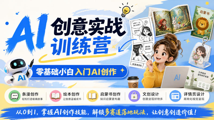 AI创意实战训练营，零基础小白入门AI创作，解锁条漫、绘本、启蒙书、文创、详情页多赛道落地玩法-网创之家