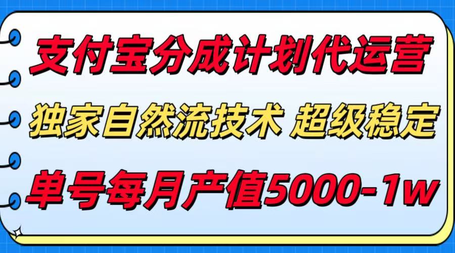 支付宝分成计划代运营，独家自然流技术，收益稳定，单号月产5000＋-网创之家