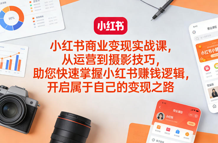 小红书商业变现实战课，从运营到摄影技巧，助您快速掌握小红书賺钱逻辑，开启属于自己的变现之路-网创之家