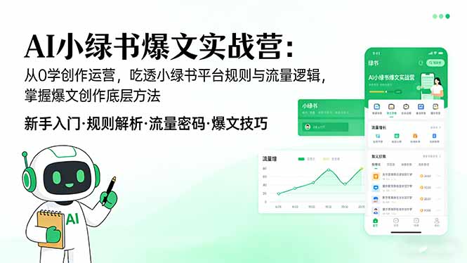 AI 小绿书爆文实战营：从0学创作运营，吃透小绿书平台规则与流量逻辑，掌握爆文创作底层方法-网创之家