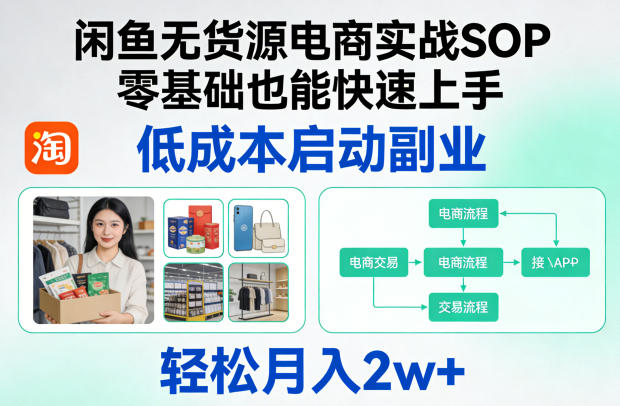 闲鱼无货源电商实战SOP，零基础也能快速上手，低成本启动副业，轻松月入2w+-网创之家