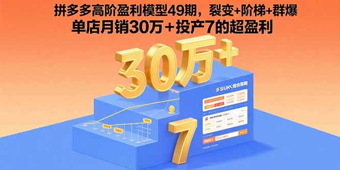拼多多高阶盈利模型49期，裂变+阶梯+群爆  单店月销30万+投产7的超盈利-网创之家