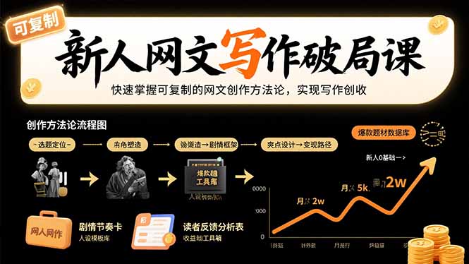 新人网文写作破局课:快速掌握可复制的网文创作方法论,实现写作创收-网创之家