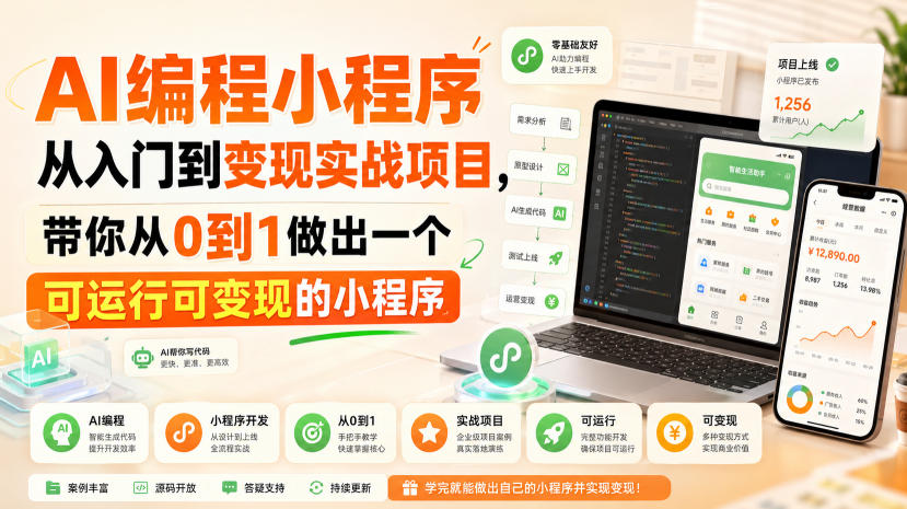 AI编程小程序从入门到变现实战项目，带你从0到1做出一个可运行可变现的小程序-网创之家