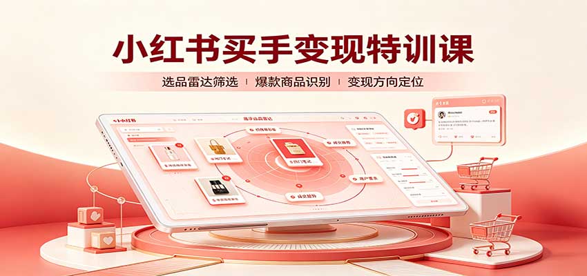 小红书买手变现特训课：账号定位养号起号，选品挂车，笔记标题封面全套教学-网创之家