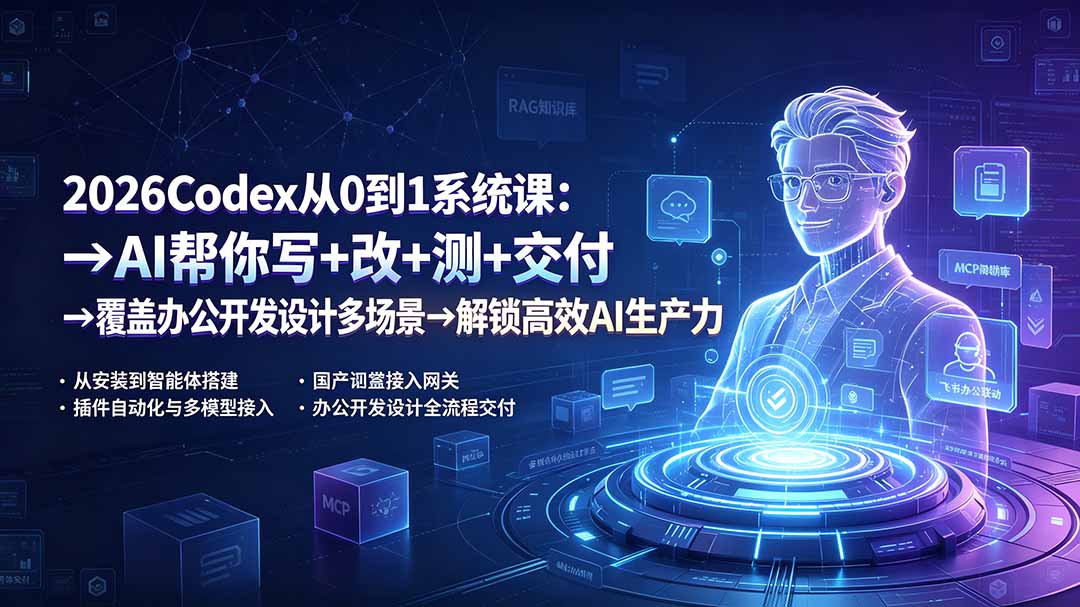 2026Codex从0到1系统课：→AI帮你写+改+测+交付→覆盖办公开发设计多场景→解锁高效AI生产力-网创之家