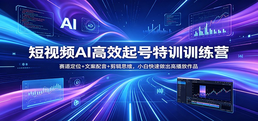 短视频AI高效起号特训训练营：赛道定位+文案配音+剪辑思维，小白快速做出高播放作品-网创之家