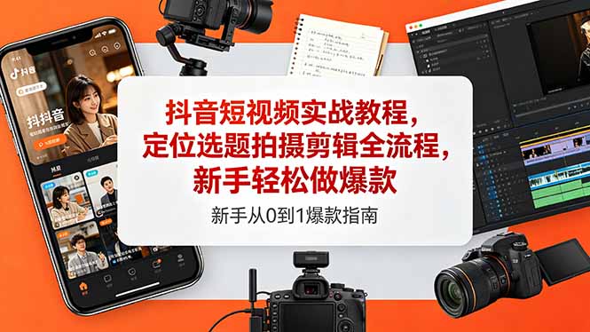 抖音短视频实战教程，定位选题拍摄剪辑全流程，新手轻松做爆款-网创之家