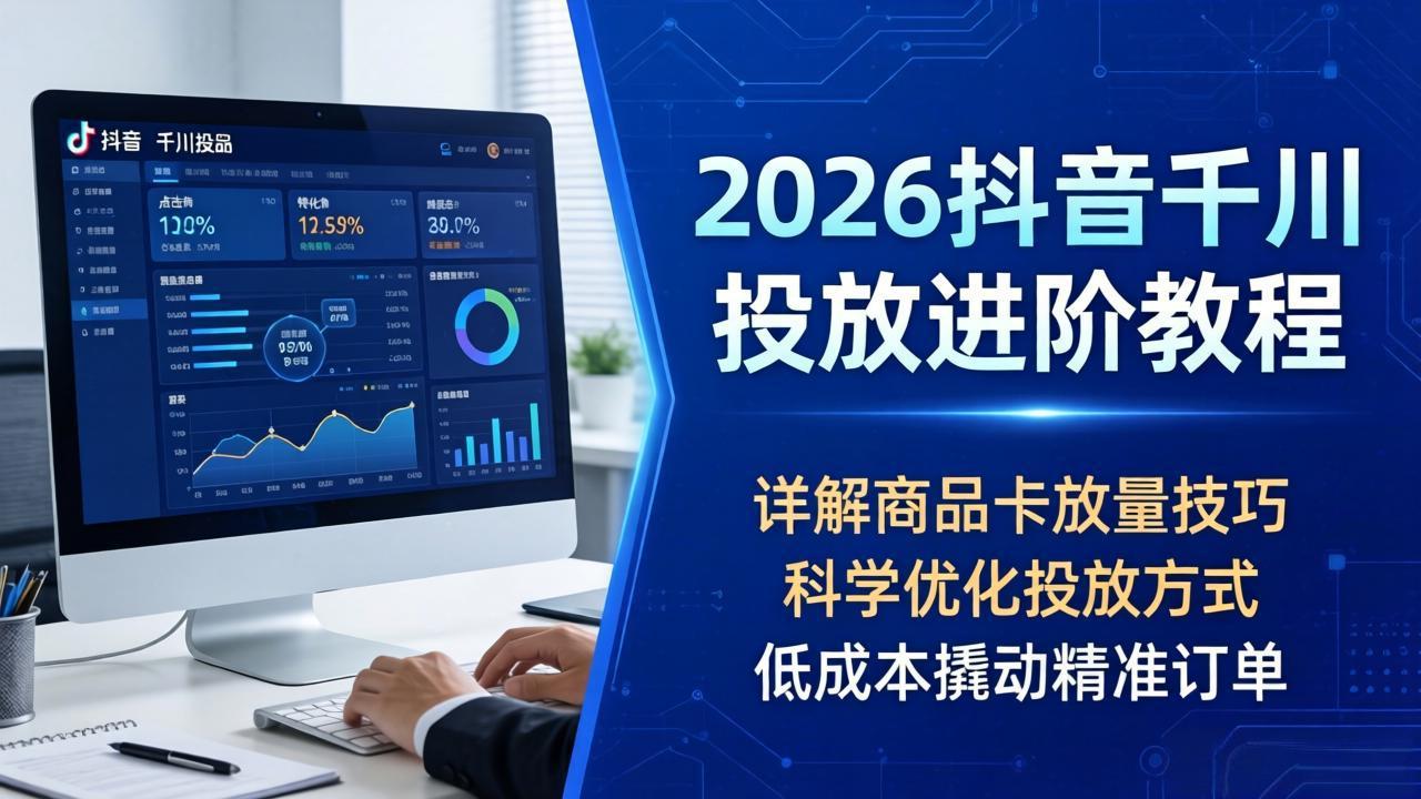 2026抖音千川投放进阶教程，详解商品卡放量技巧，科学优化投放方式，低成本撬动精准订单-网创之家