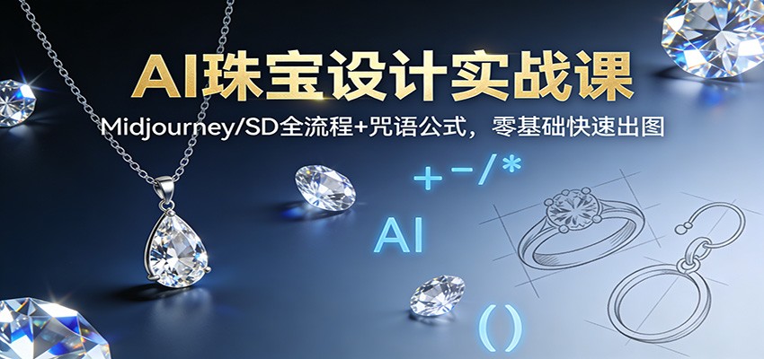 AI珠宝设计实战课：Midjourney/SD全流程+咒语公式，零基础快速出图-网创之家