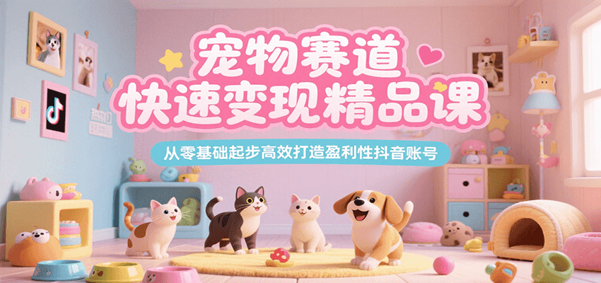 宠物赛道快速变现精品课，从零基础起步高效打造盈利性抖音账号-网创之家