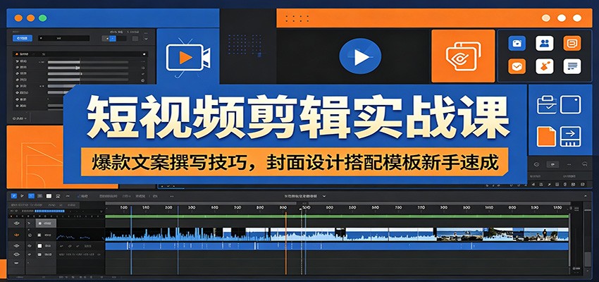 短视频剪辑实战课：爆款文案撰写技巧，封面设计搭配模板新手速成-网创之家