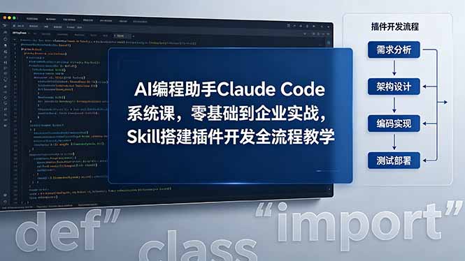 AI 编程助手 Claude Code 系统课，零基础到企业实战，Skill 搭建插件开发全流程教学-网创之家