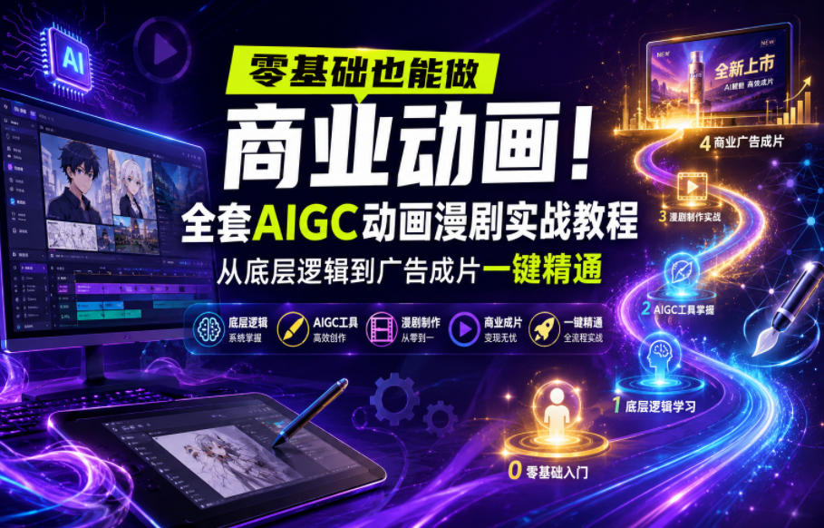 零基础也能做商业动画！全套AIGC动画漫剧实战教程，从底层逻辑到广告成片一键精通(更新0905)-网创之家