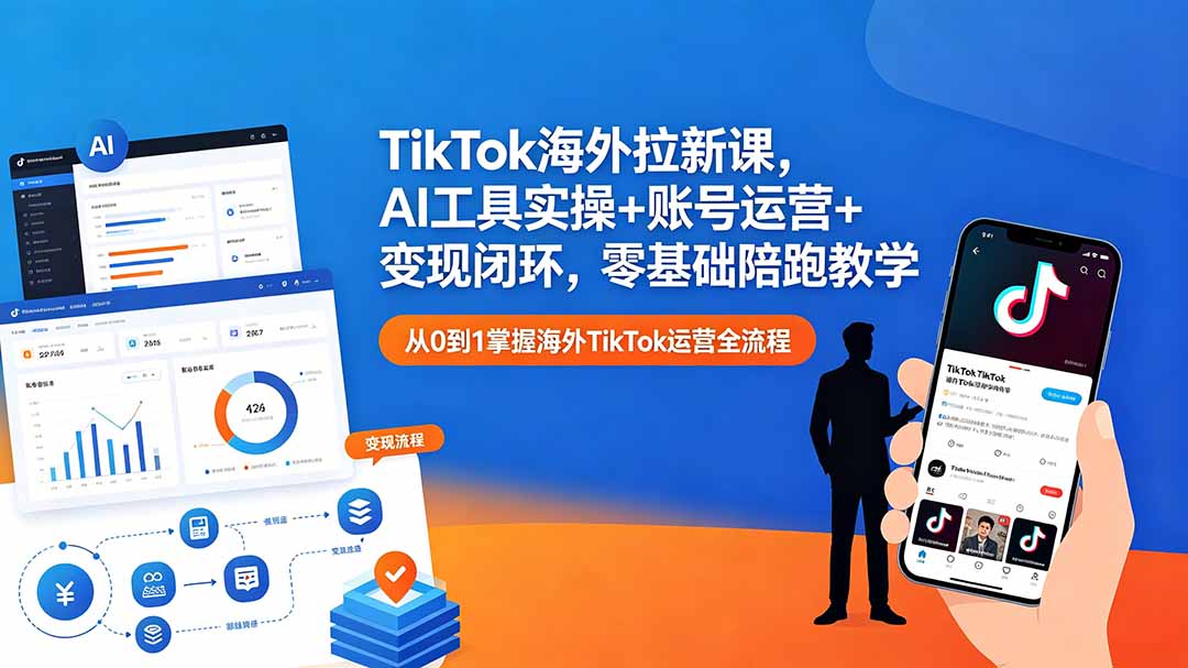 TikTok海外拉新课，AI工具实操+账号运营+变现闭环，零基础陪跑教学-网创之家