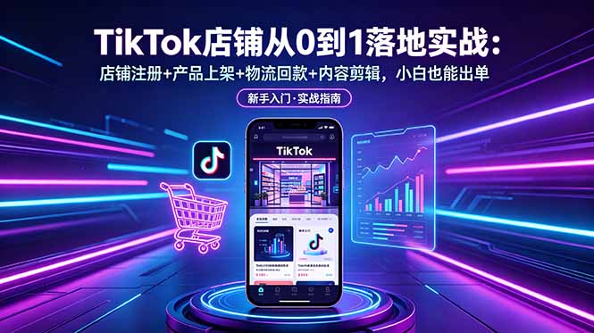 TikTok店铺从0到1落地实战：店铺注册+产品上架+物流回款+内容剪辑，小白也能出单-网创之家