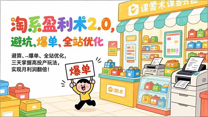 淘系盈利术2.0，避坑、爆单、全站优化，三天掌握高投产玩法，实现月利润翻倍！-网创之家