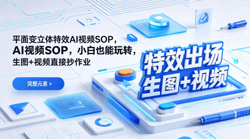 (特效出场)平面变立体特效AI视频SOP，小白也能玩转，生图+视频直接抄作业-网创之家