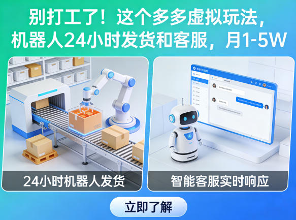 别打工了！这个多多虚拟玩法，机器人24小时发货和客服，月1-5W【揭秘】-网创之家