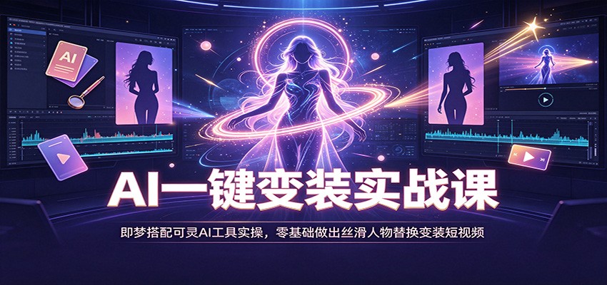 AI一键变装实战课：即梦搭配可灵AI工具实操，零基础做出丝滑人物替换变装短视频-网创之家