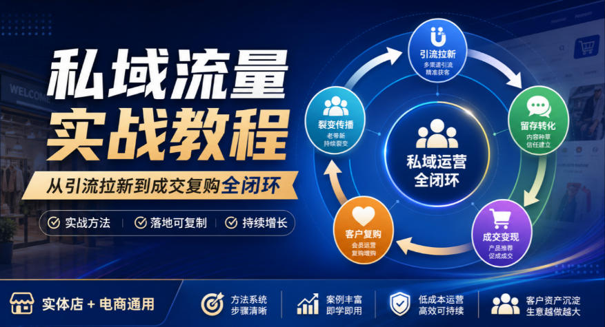 私域流量实战教程，从引流拉新到成交复购全闭环，实体店电商通用-网创之家