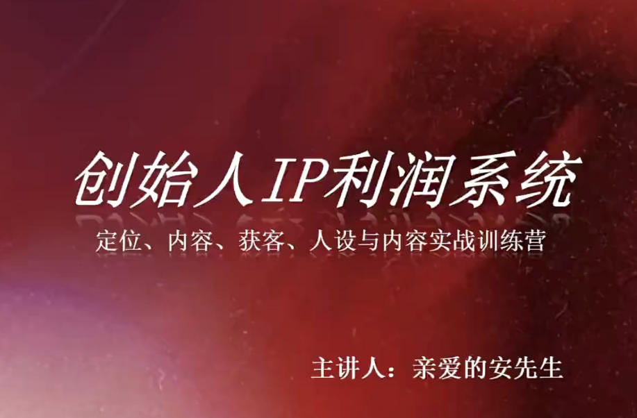 创始人IP利润系统8月训练营，定位、内容、获客、人设与内容实战训练营-网创之家