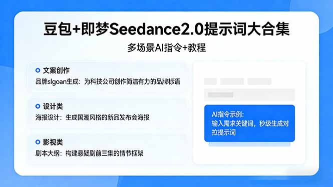 豆包+即梦Seedance2.0提示词大合集：多场景AI指令+教程，解锁文案、设计、影视高效创作-网创之家