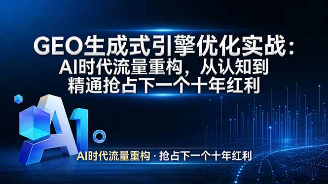 GEO 生成式引擎优化实战：AI时代流量重构，从认知到精通抢占下一个十年红利-网创之家