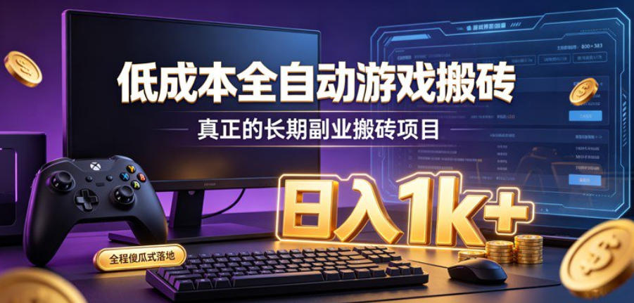 低成本全自动游戏搬砖，真正的长期副业搬砖项目，日入1k+，全程傻瓜式落地【揭秘】-网创之家