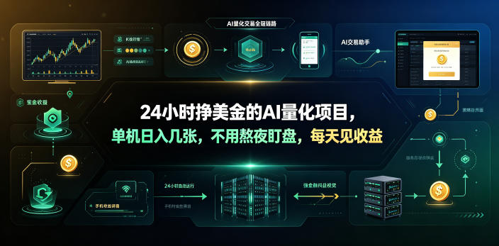 24小时挣美金的AI量化项目，单机日入几十美刀，不用熬夜盯盘，每天见收益【揭秘】-网创之家