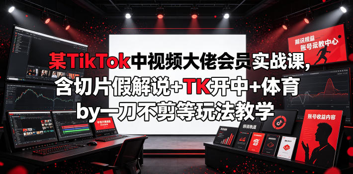 某TikTok中视频大佬会员实战课，含切片假解说+TK开中+体育by一刀不剪等玩法教学-网创之家