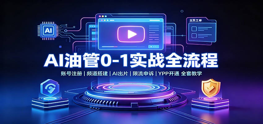 AI油管0-1实战：账号注册频道搭建，AI出片，限流申诉，YPP开通全套教学-网创之家