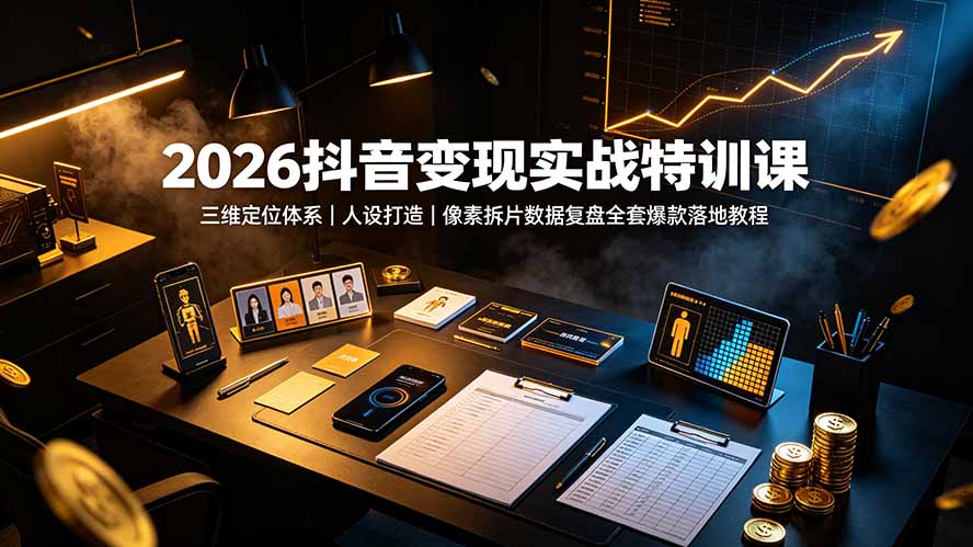 2026抖音变现实战特训课：三维定位体系｜人设打造｜像素拆片数据复盘全套爆款落地教程-网创之家