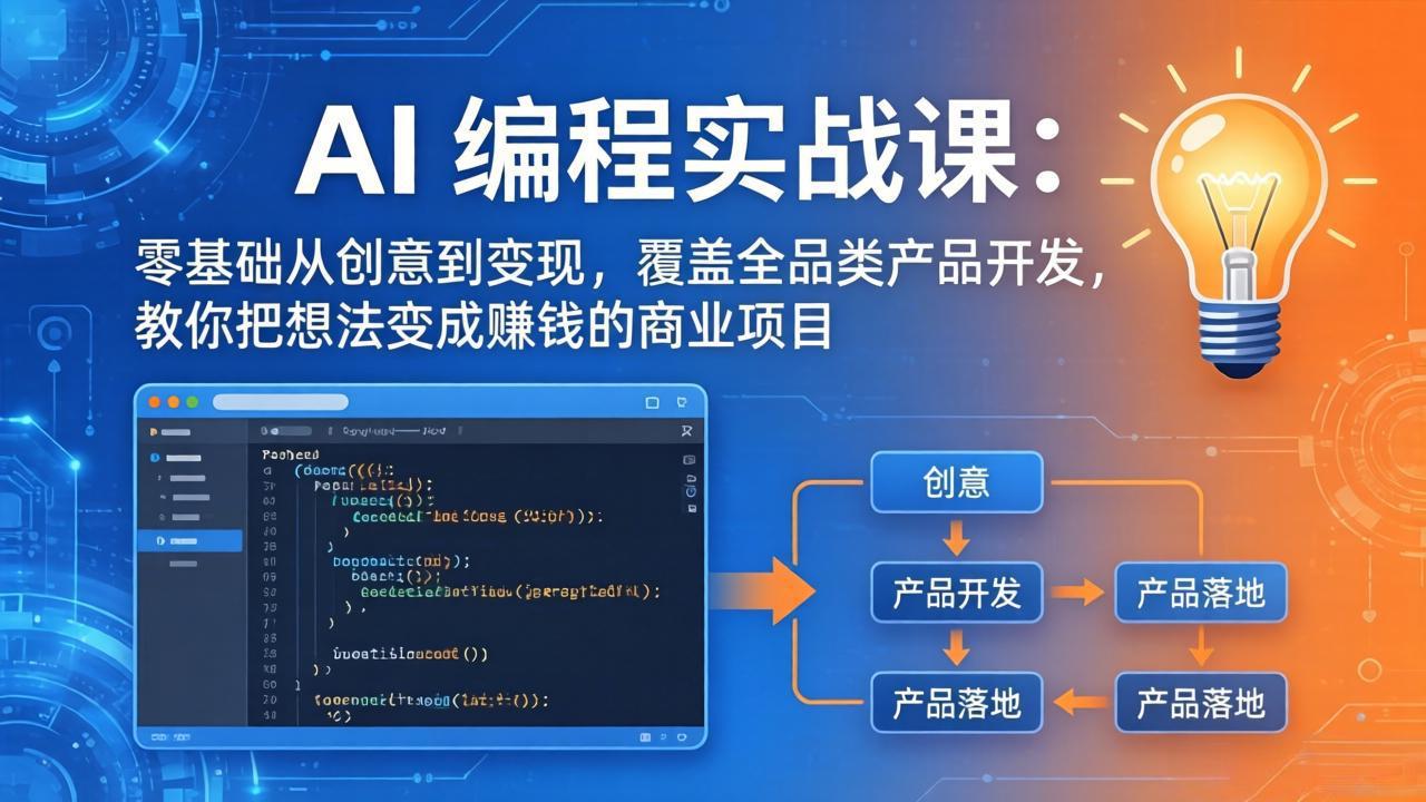 AI编程实战课-第三期-5月19更新：零基础从创意到变现，覆盖全品类产品开发，把想法变成赚钱项目-网创之家