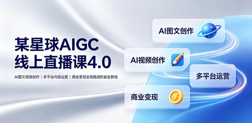 某星球AIGC线上直播课4.0｜AI图文视频创作、多平台内容运营、商业变现全链路进阶副业教程-网创之家