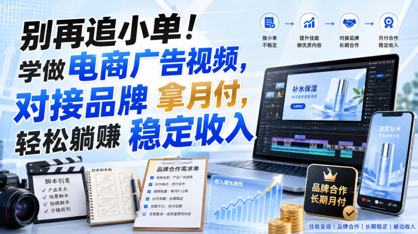 别再追小单！学做电商广告视频，对接品牌拿月付，轻松躺賺稳定收入【原创双语字幕】-网创之家