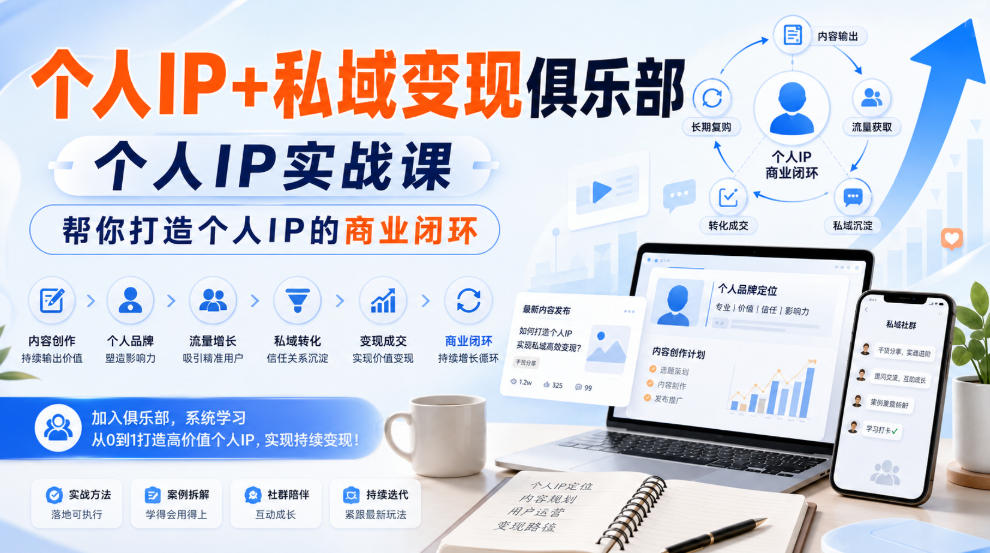 个人IP+私域变现俱乐部，个人IP实战课，帮你打造个人IP的商业闭环-网创之家